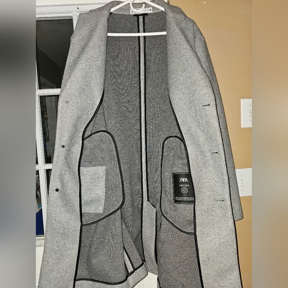 ZARA Men's Long Coat (4 Way Coat) Gray Size XLarge - Picture 4 of 5